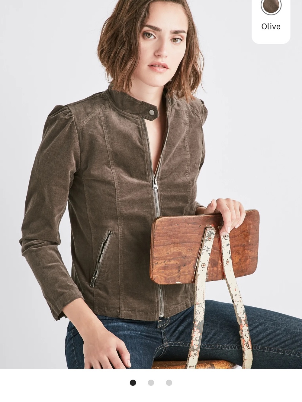 Brown Lucky brand Puff Sleeve Cord Jacket